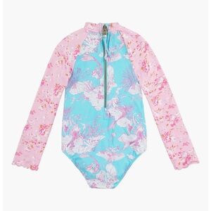 Loveshackfancy x Hurley rashguard in turquoise waves girls 16 fits XXS XS Womens